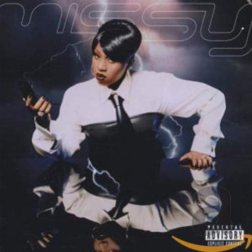 Missy Elliott album cover, “Da Real World”, with lightning and bold text.