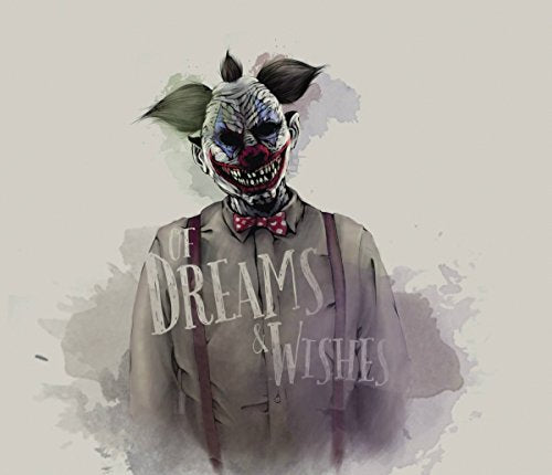Painted image of a sinister clown with the words "Of Dreams & Wishes".