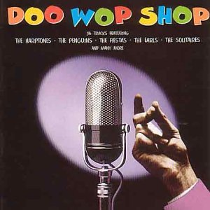 CD cover for “Doo Wop Shop” featuring a vintage microphone and hand.