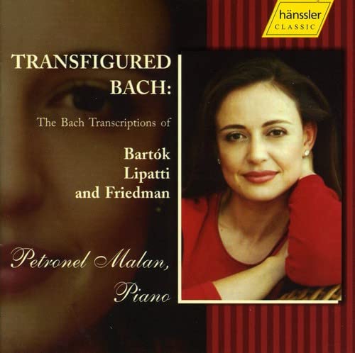 CD cover featuring pianist Petronel Malan and text "Transfigured Bach.