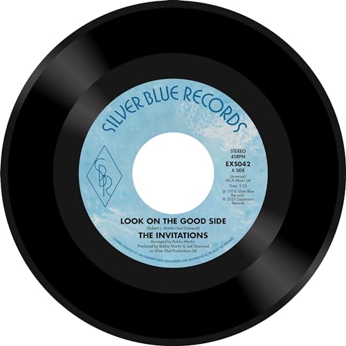 Black vinyl record with a blue and white "Look On The Good Side" label.
