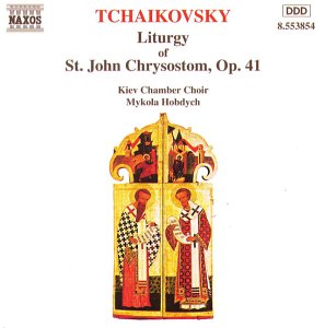 CD cover: Tchaikovsky's "Liturgy of St. John Chrysostom" with religious icon imagery.