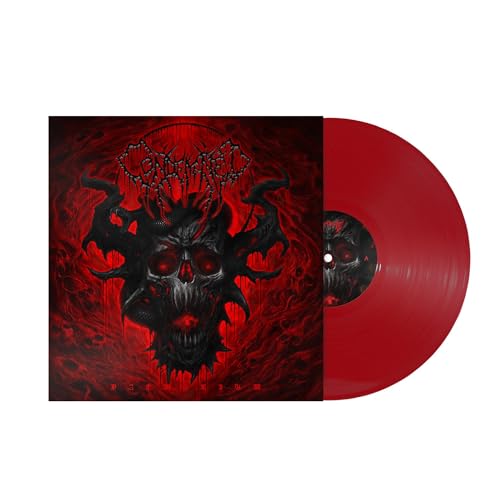 Red vinyl record with a dark, demonic skull album cover.