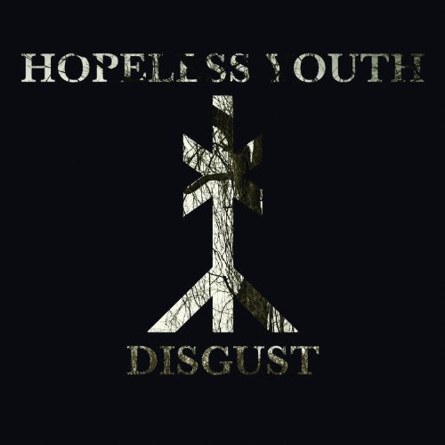 CD cover for “Disgust” with a cross-shaped tree against a dark background.