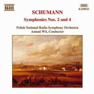 CD cover for Schumann Symphonies Nos. 2 and 4, with landscape painting.