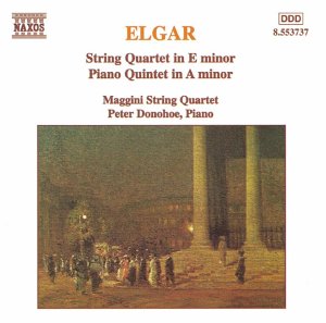 CD cover for Elgar’s String Quartet in E minor with a painting of columns.