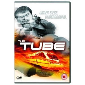 DVD cover for "The Tube" featuring a man with a gun and a train.