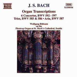 CD cover: ornate pipe organ with text “J.S. Bach: Organ Transcriptions.”