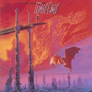 Album cover for Meat Loaf’s “The Very Best of,” featuring a fiery landscape.