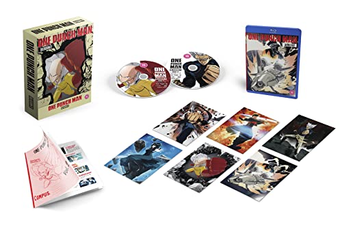 One Punch Man" Season 2 Blu-ray box set with discs and artwork.