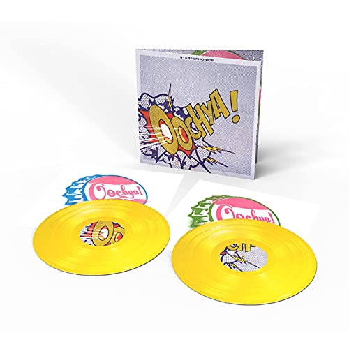 Stereophonics "Oochya!" vinyl record with yellow discs and comic-style cover.