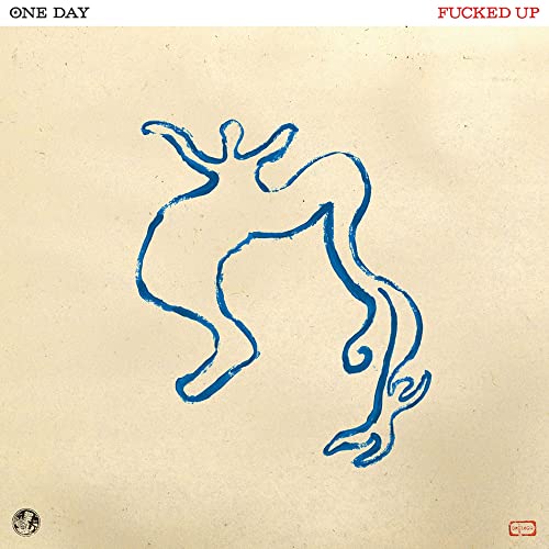 Vinyl record cover: abstract blue line drawing on beige background.