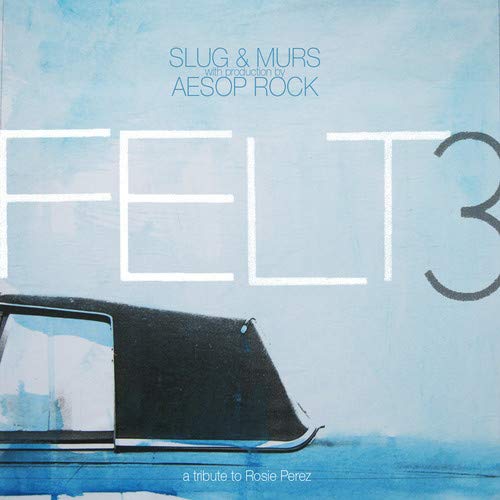 Felt album cover with large white text and a car’s hood.
