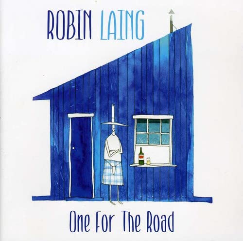 CD cover for Robin Laing’s “One For The Road” with blue illustration.