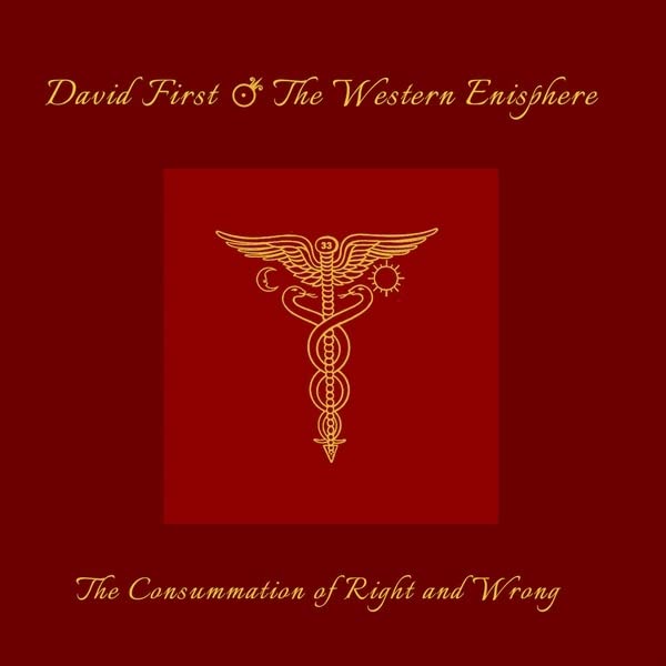 CD cover: gold caduceus symbol on a deep red background.