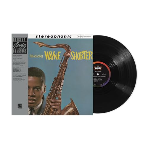 Vinyl record and cover featuring Wayne Shorter with a saxophone.