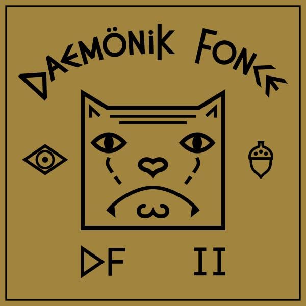 CD cover: black cat face illustration on a gold background.