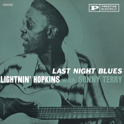 Lightnin’ Hopkins with Sonny Terry album cover, teal background, guitar.