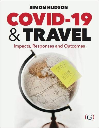 Book cover: “COVID-19 & Travel” with a globe and “stay home” note.