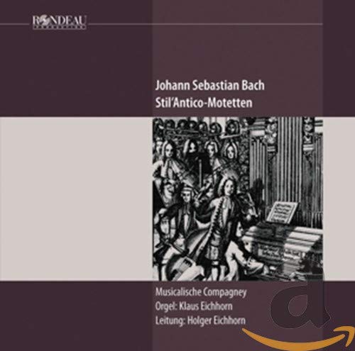 CD cover for Bach’s “Stil Antico” with historical figures and organ.