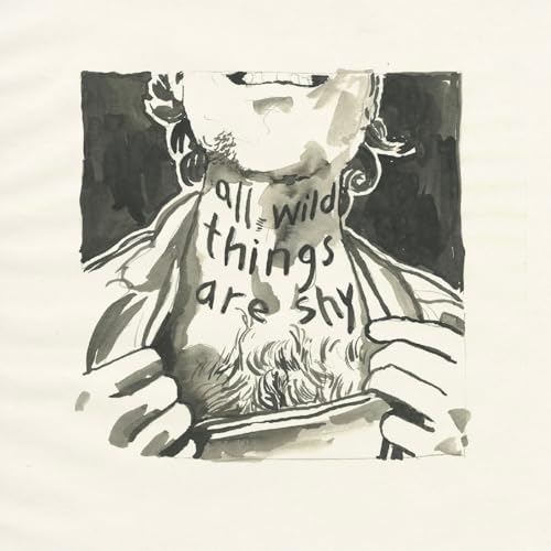 Black and white ink drawing of a person with text overlay.