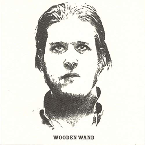 Black and white sketch of a man’s face with “Wooden Wand” text.