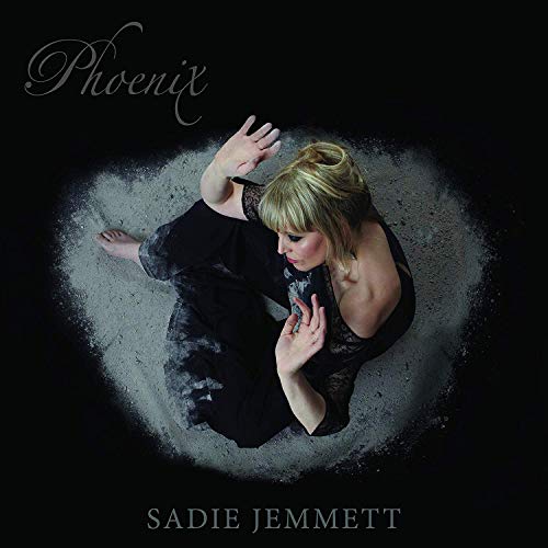 Sadie Jemmett's "Phoenix" CD cover: woman in black against a dark background.