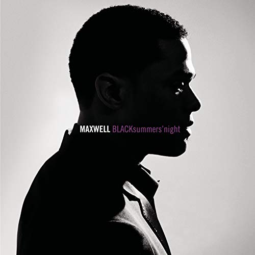 Black and white profile of Maxwell on album cover, “BLACKsummers’night”.