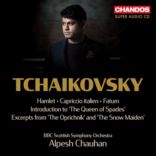CD cover featuring conductor Alpesh Chauhan and text “Tchaikovsky.”