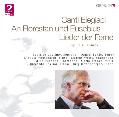 CD cover for "TRUMPY: CANTI ELEGIACI" featuring composer Balz Trümpy’s portrait.