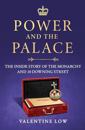 Book cover: “Power and the Palace” with a red briefcase and crown imagery.