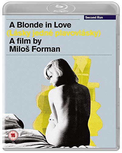 Blu-ray cover for A Blonde in Love featuring a woman sitting on a bed.