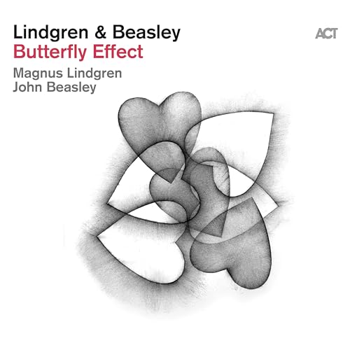CD cover for Lindgren & Beasley’s “Butterfly Effect” with abstract heart shapes.