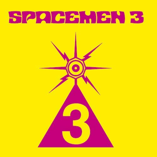 Yellow album cover for Spacemen 3 with a pink triangle and starburst.