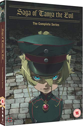 DVD cover for "Saga of Tanya the Evil" featuring a young girl in uniform.