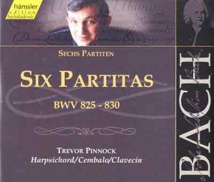 CD cover for Trevor Pinnock’s Bach Partitas, featuring portraits.