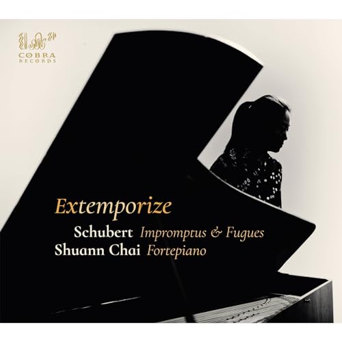 CD cover: pianist at grand piano, dark background, text “Extemporize”.