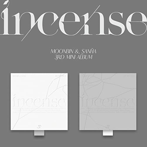 “Incense” CD cover by Moonbin & Sanha, with abstract line art.