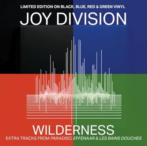 Joy Division “Wilderness” vinyl cover: four colored quadrants with waveform graphics.