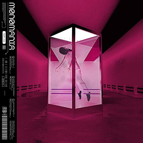 Album cover for Word Alive’s “Monomania” featuring a person in a pink cube.