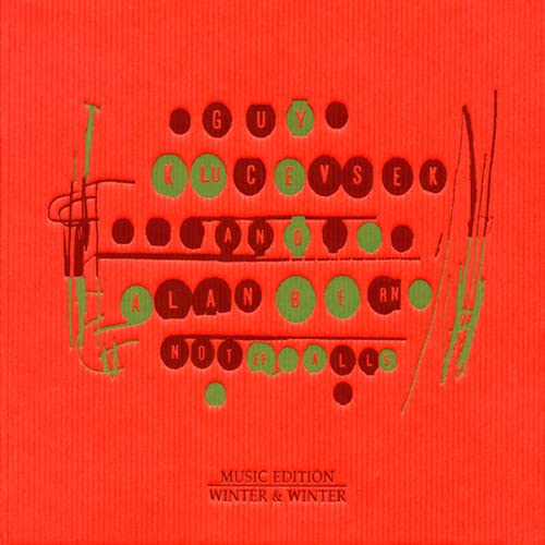 Red CD cover with green and brown lettered keyboard design, "Notefalls" text.