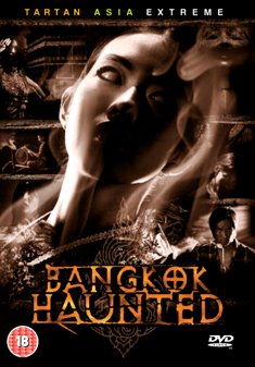 DVD cover for "Bangkok Haunted" featuring a woman’s face and ghostly figures.