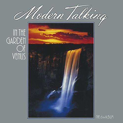 CD cover featuring a waterfall at sunset with the text Modern Talking In The Garden.