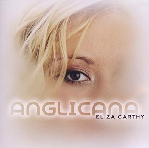 Close-up of a woman’s eye with blonde hair and album title “Anglicana”.