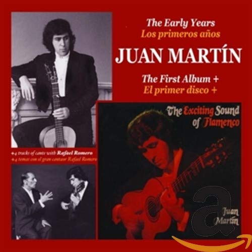 CD cover featuring guitarist Juan Martín in a suit, with flamenco imagery.