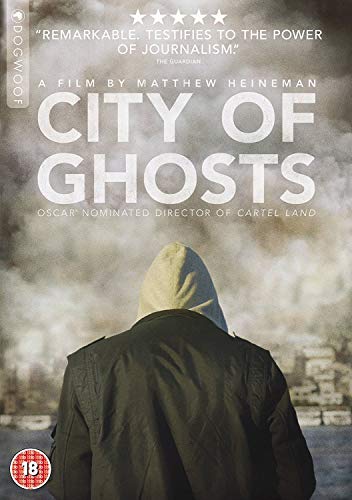 DVD cover for City of Ghosts featuring a hooded figure against a smoky background.