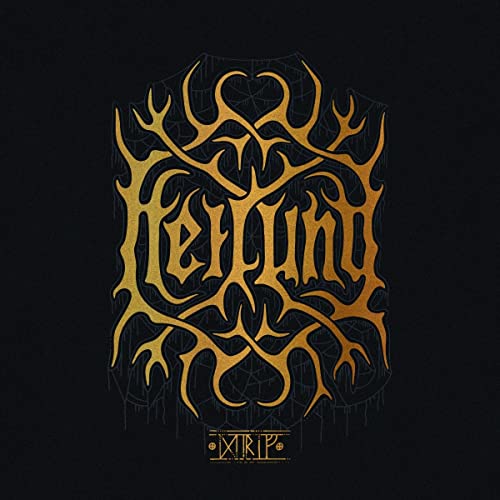 Heilung album cover: gold, ornate lettering and branching antler design.