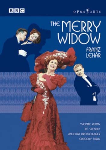DVD cover for "The Merry Widow" opera, featuring performers in costume.