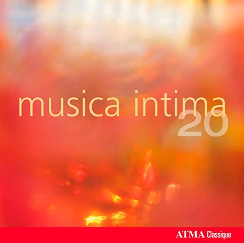 CD cover for “Musica Intima 20” with red and orange abstract design.