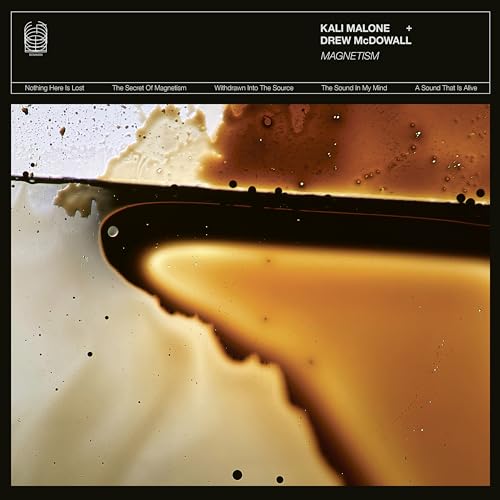 CD cover for Kali Malone & Drew Mcdowall’s “Magnetism” with abstract liquid imagery.
